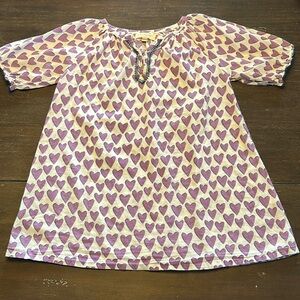 Pink Chicken Purple Hearts Blue Trim Cotton Cover-Up